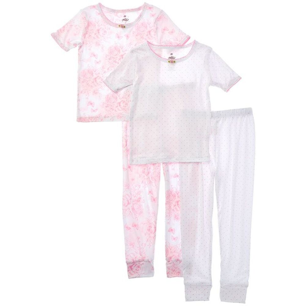 Tutu Couture Girls  En Pointe 4Pc Pajama Set, Pink